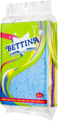Bettina 100% Cellulose Sponge Wipes 4 pack - Smartkartz.co.uk