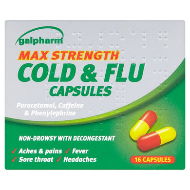 Galpharm Max Strength Cold & Flu Capsules 16 Capsules - Smartkartz.co.uk