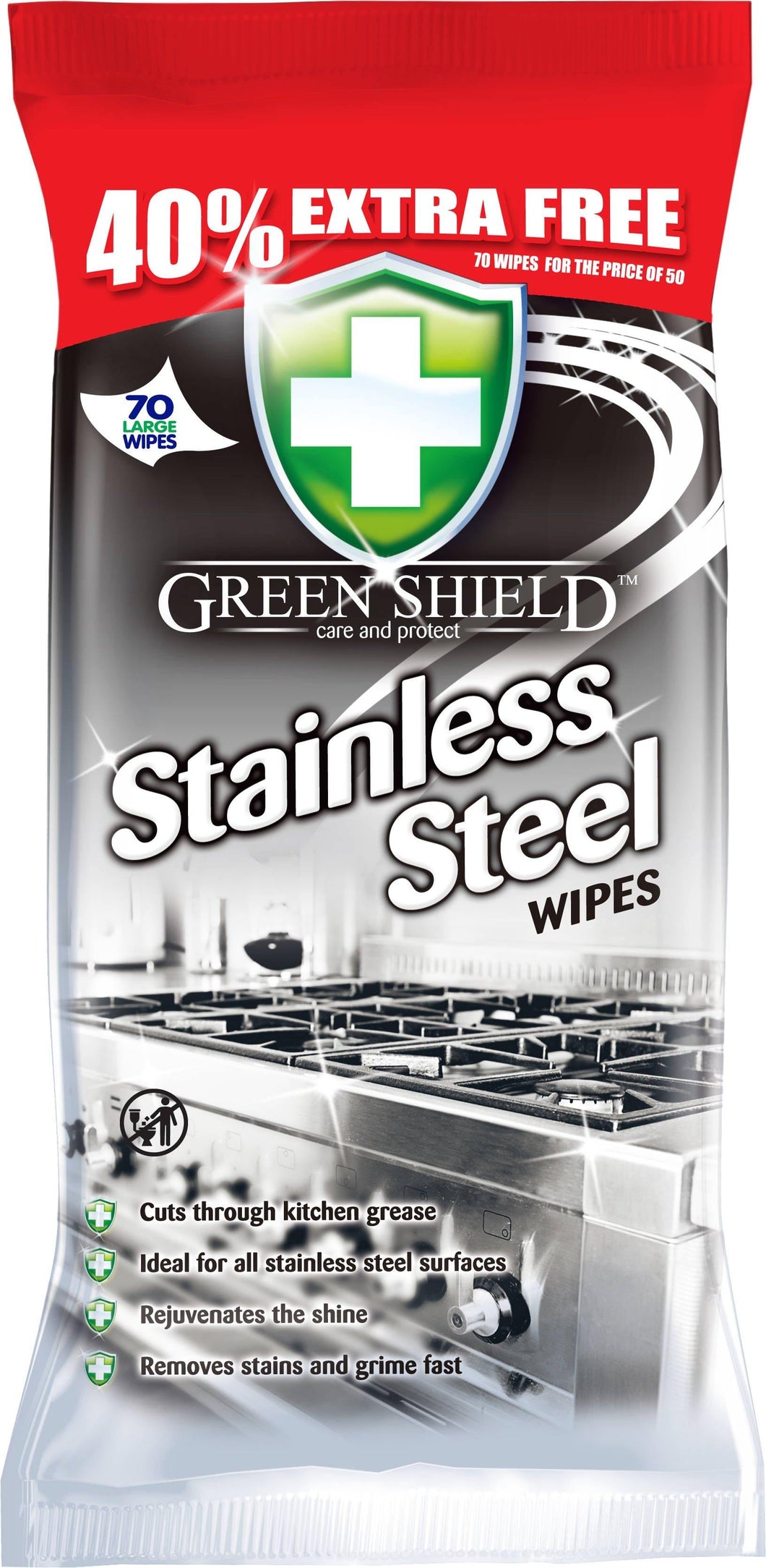 Greenshield Stainless Steel Wipes 70 Sheets - Smartkartz.co.uk