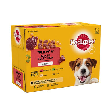 Pedigree Adult Wet Dog Food Pouches Mixed in Jelly 12 x 100g - Smartkartz.co.uk